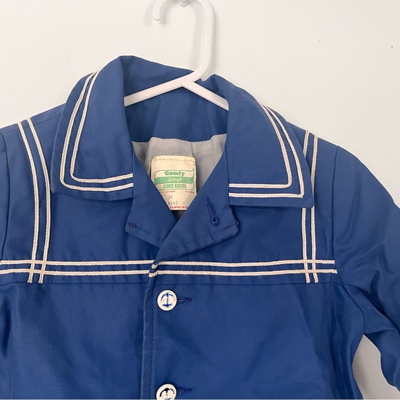 80’s Vintage baby Blue sailor style Coat with White Trim - Picture 5 of 13